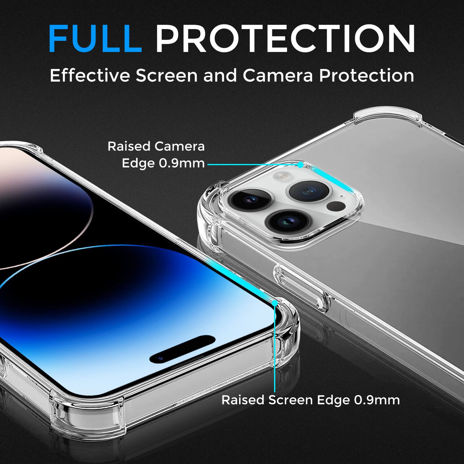 FULL PROTECTION, Effective Screen and Camera Protection, Raised Camera Edge 0.9mm, Raised Screen Edge 0.9mm