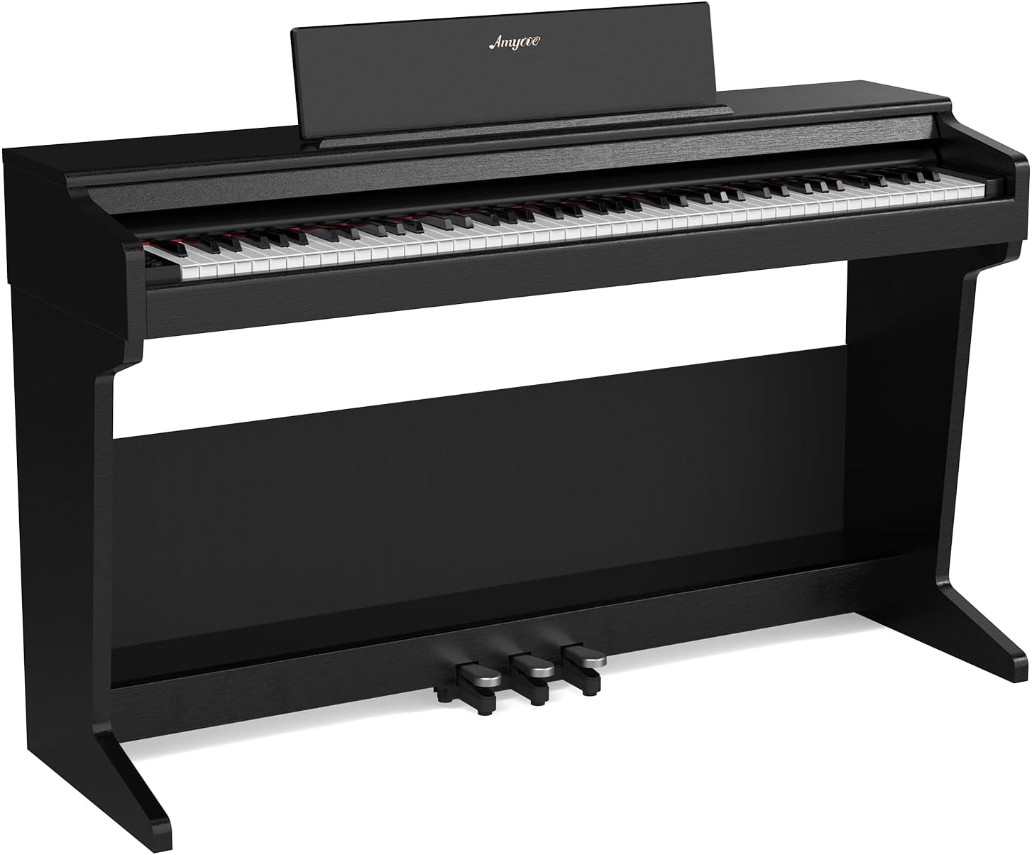 Front. Qeetex - 88-Key Weighted Digital Piano with Furniture Stand & Three Pedals.