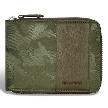 Front. Champs - Camo Collection Leather Zip Around Wallet - Green.