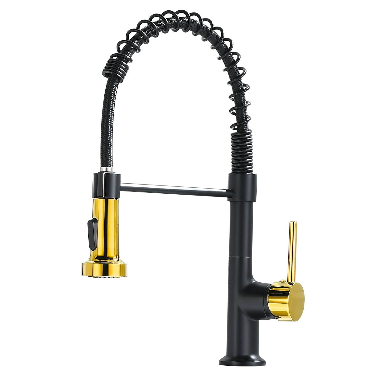 Angle. Ropilly - Ropilly Black and Gold Kitchen Faucet Pull Down Kitchen Faucet Single Handle Commercial Style - Black+Gold.