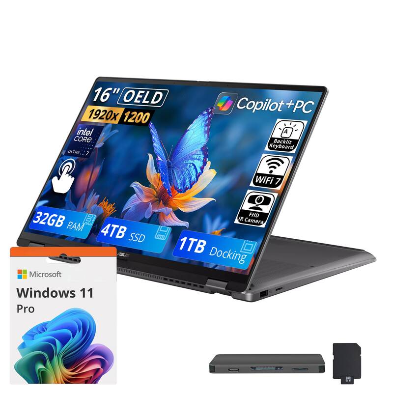 16" OLED 1920x1200 Intel Core Ultra 7  
Copilot+PC  
Backlit Keyboard  
32GB RAM  
4TB SSD  
1TB Docking  
WiFi 7  
FHD IR Camera  
Windows 11 Pro