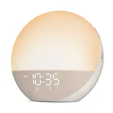 Front. Dazzed Corner - Sunrise Alarm Clock, Sound Machine with Bluetooth Speaker - Putty.