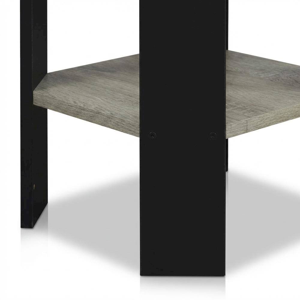 Alt View 2. FurniFact - Set of Two Nightstands in Natural Finish with Modern Design - French Oak Grey/Black.