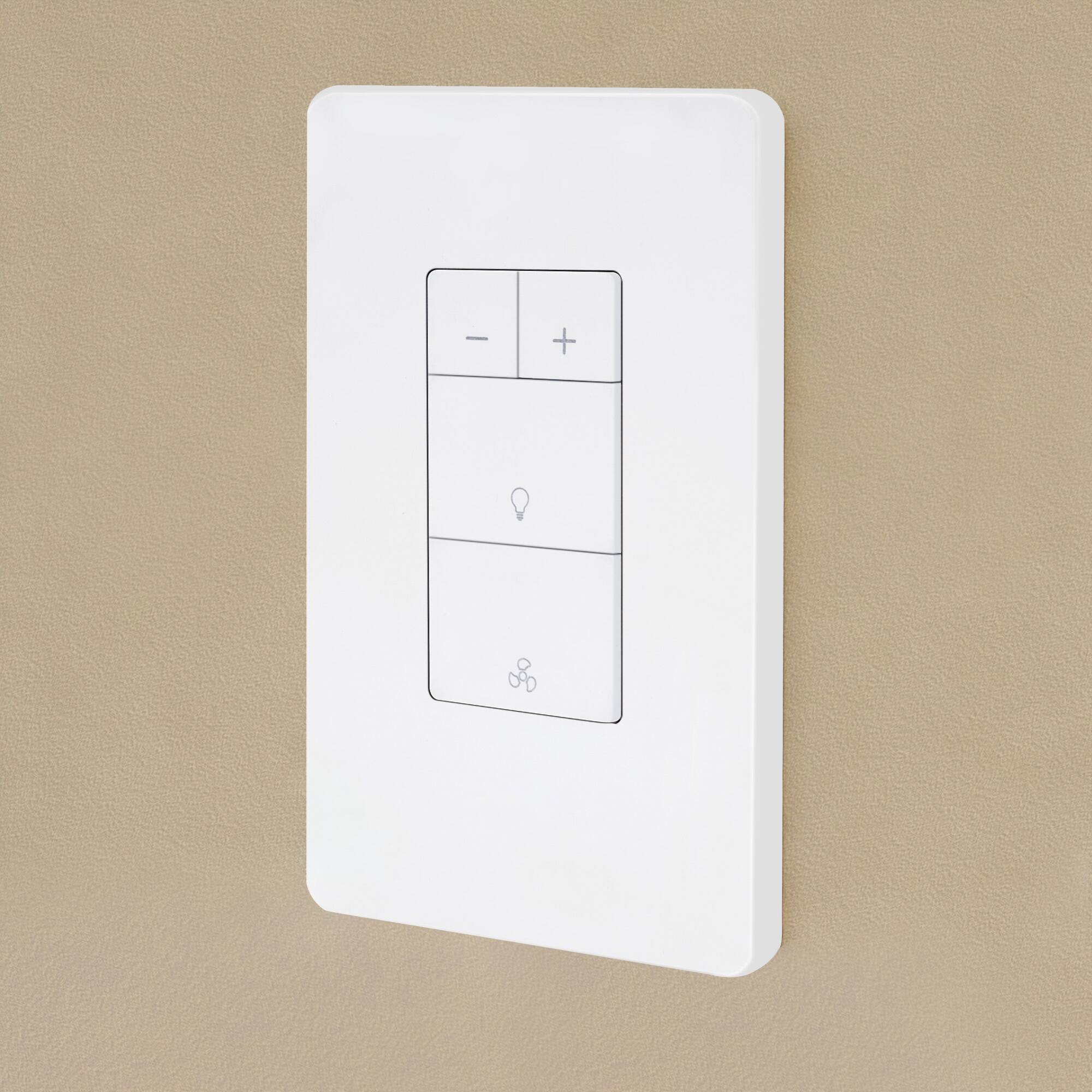Front. Akicon - Akicon Single Pole LED Dimmer Switch with Motion-Activated Wall Plate for Bathroom Exhaust Fan in White - White.