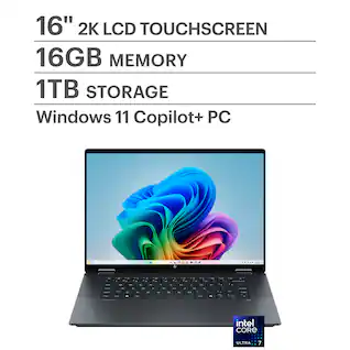 HP - OmniBook X Flip 2-in-1 - Copilot+ PC - 16" 2K Touch-Screen Laptop - Intel Core Ultra 7 256V '24 - 16GB Memory - 1TB SSD - Eclipse Gray