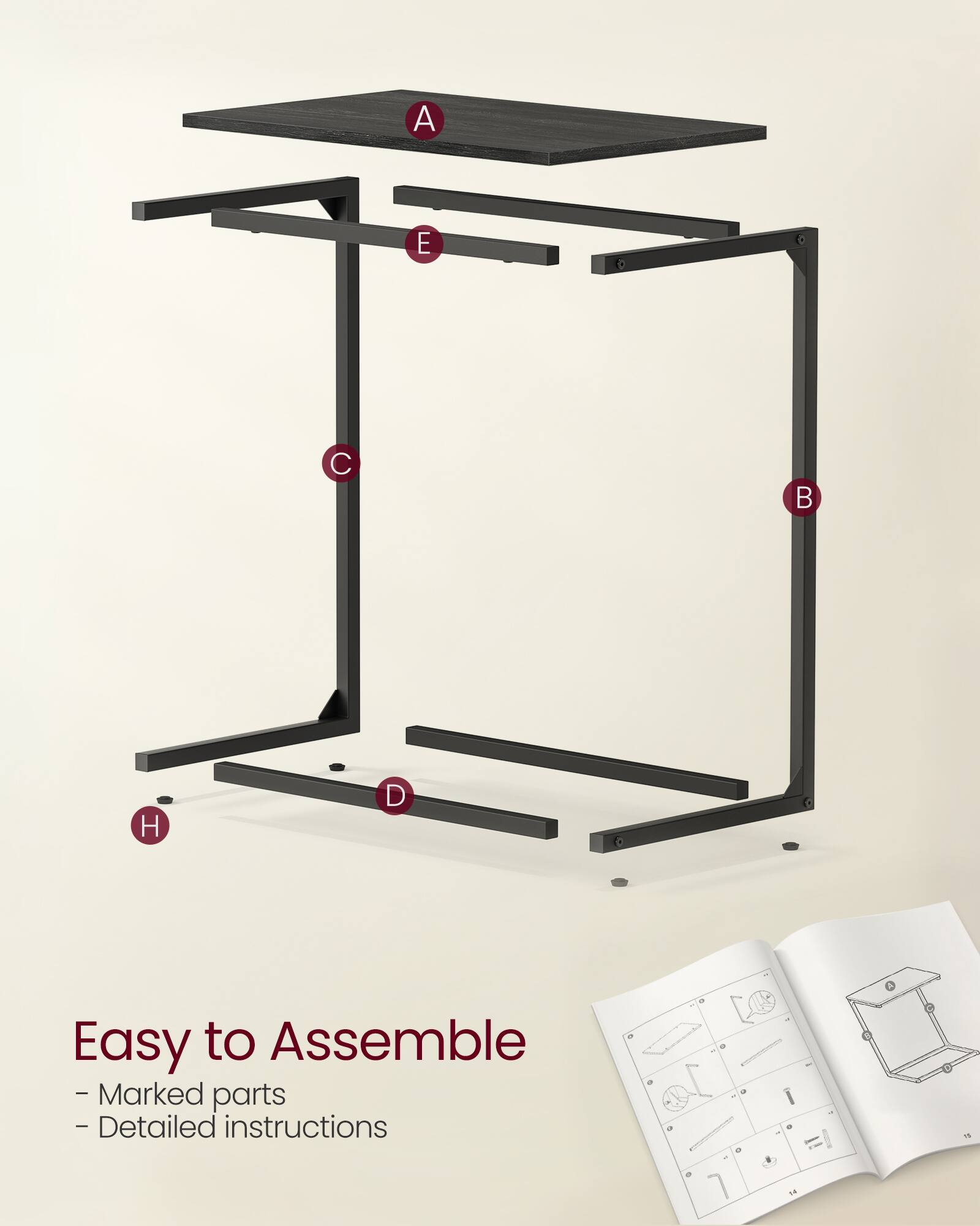 Easy to Assemble  
- Marked parts  
- Detailed instructions