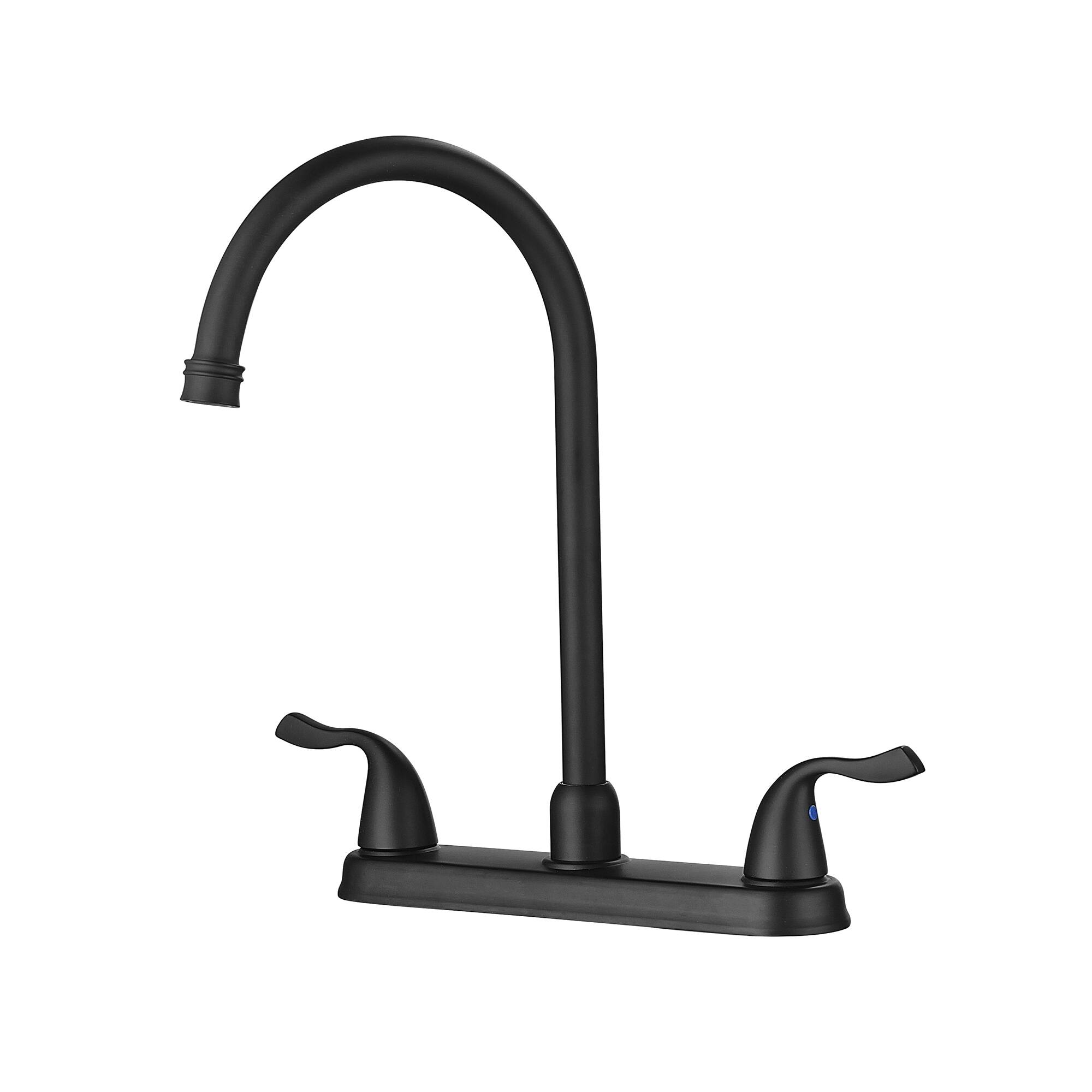 Alt View 2. Siljoy - Kitchen Sink Faucet with 2 Handles, 3-Hole Installation, Matte Black - Matte Black.