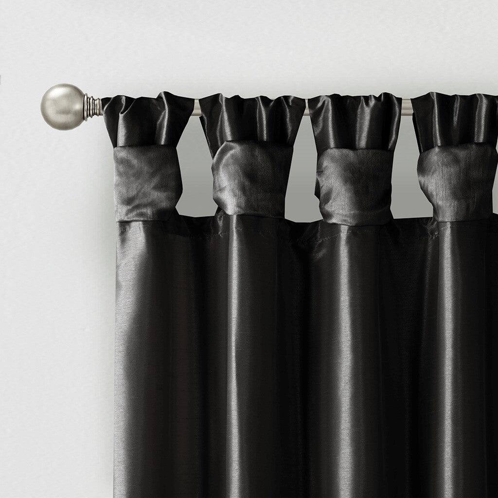 Alt View 4. BreeBe - Twist Tab Lined Window Curtain Panel Black 50x84' - Black.