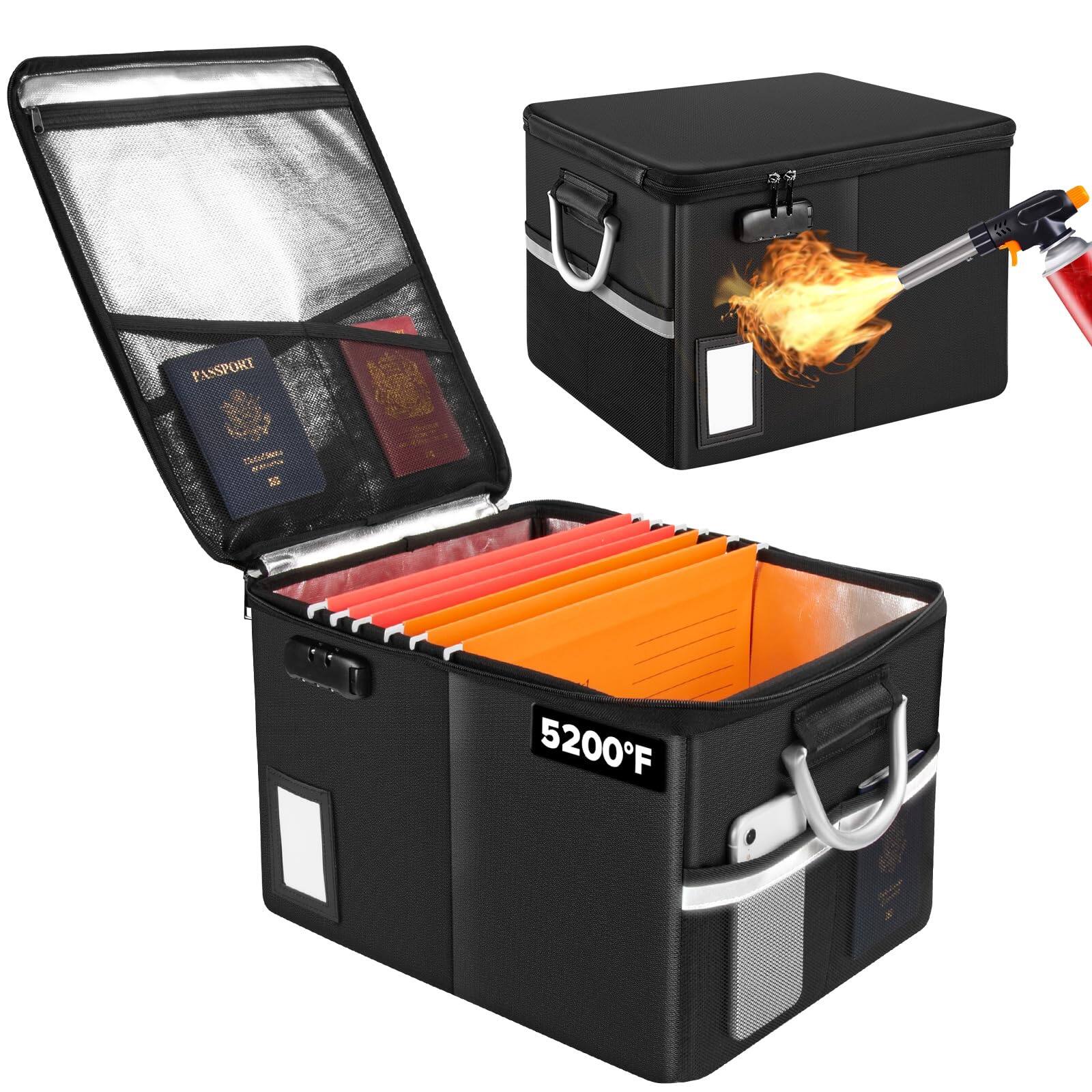 Earthley Blooms - Fireproof Document File Organizer Box Safe Lock Portable Office Storage Cabinet Hanging Letter legal Folder...