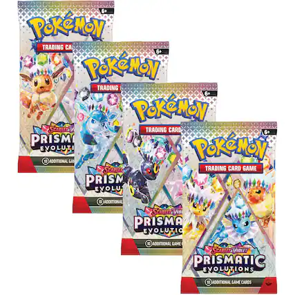 6+ Pokémon™ Trading Card Game
6+ Pokémon!™ Trading Card
6+ Pokémon Scarlet & Violet Prism Evolutions
10 Additional Game Cards
10 Additional Scarlet & Violet Prism Evolutions
10 Additional Game Cards