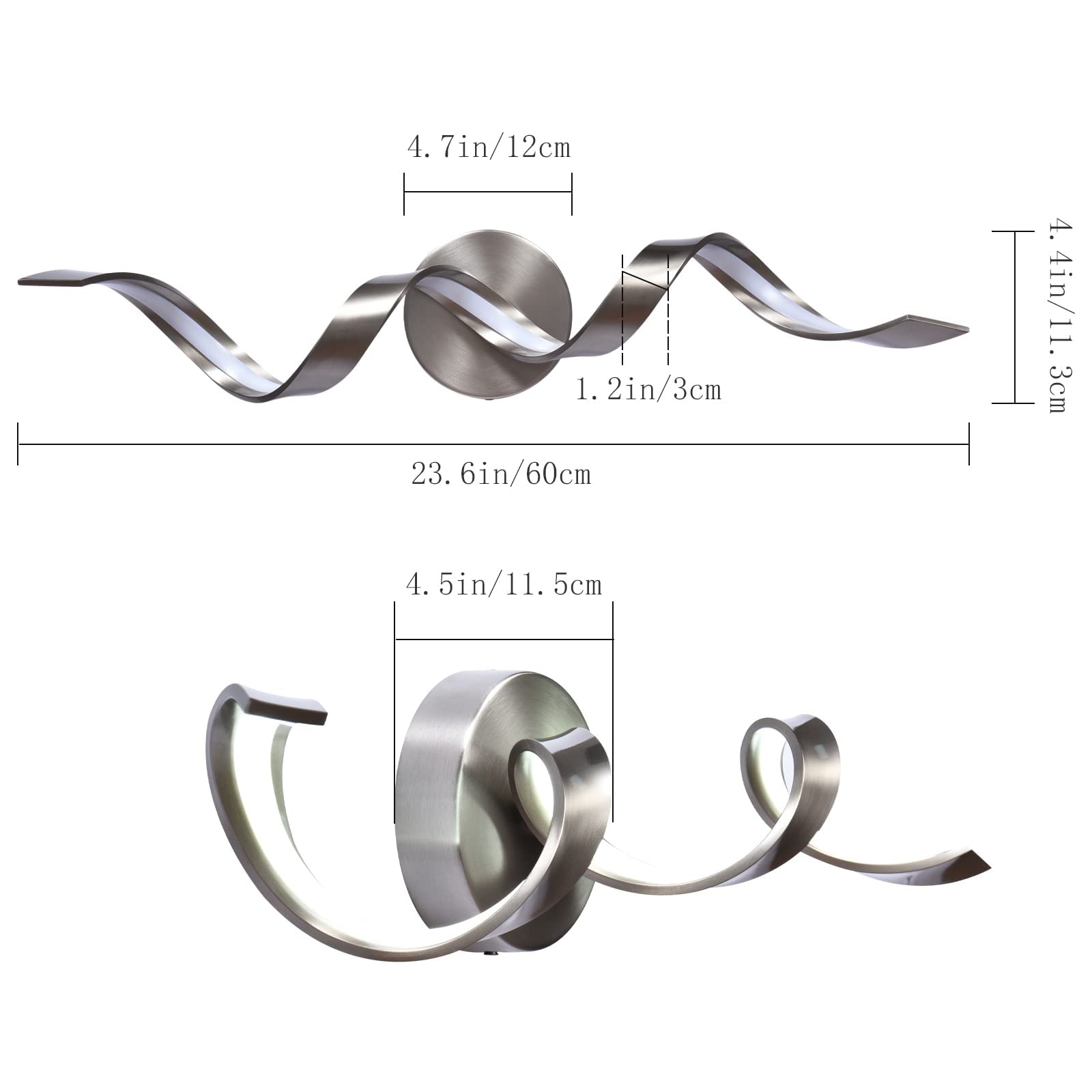 4. 7in/12cm  
1. 2in/3cm  
4. 4in/11.3cm  
23. 6in/60cm  
4. 5in/11.5cm