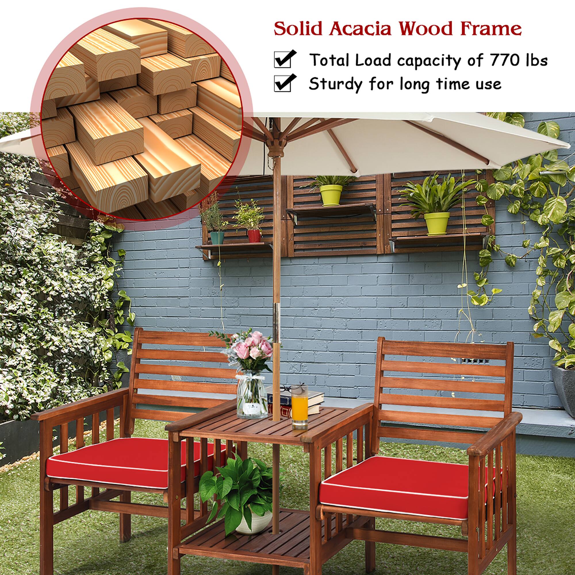 Solid Acacia Wood Frame  
- Total Load capacity of 770 lbs  
- Sturdy for long time use
