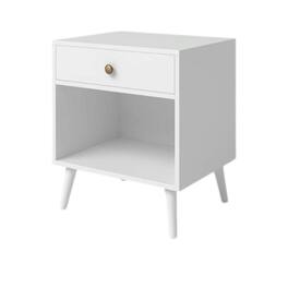 Hivvago - Mid-Century Modern Bedroom 1-Drawer Nightstand End Table Wood Finish - White