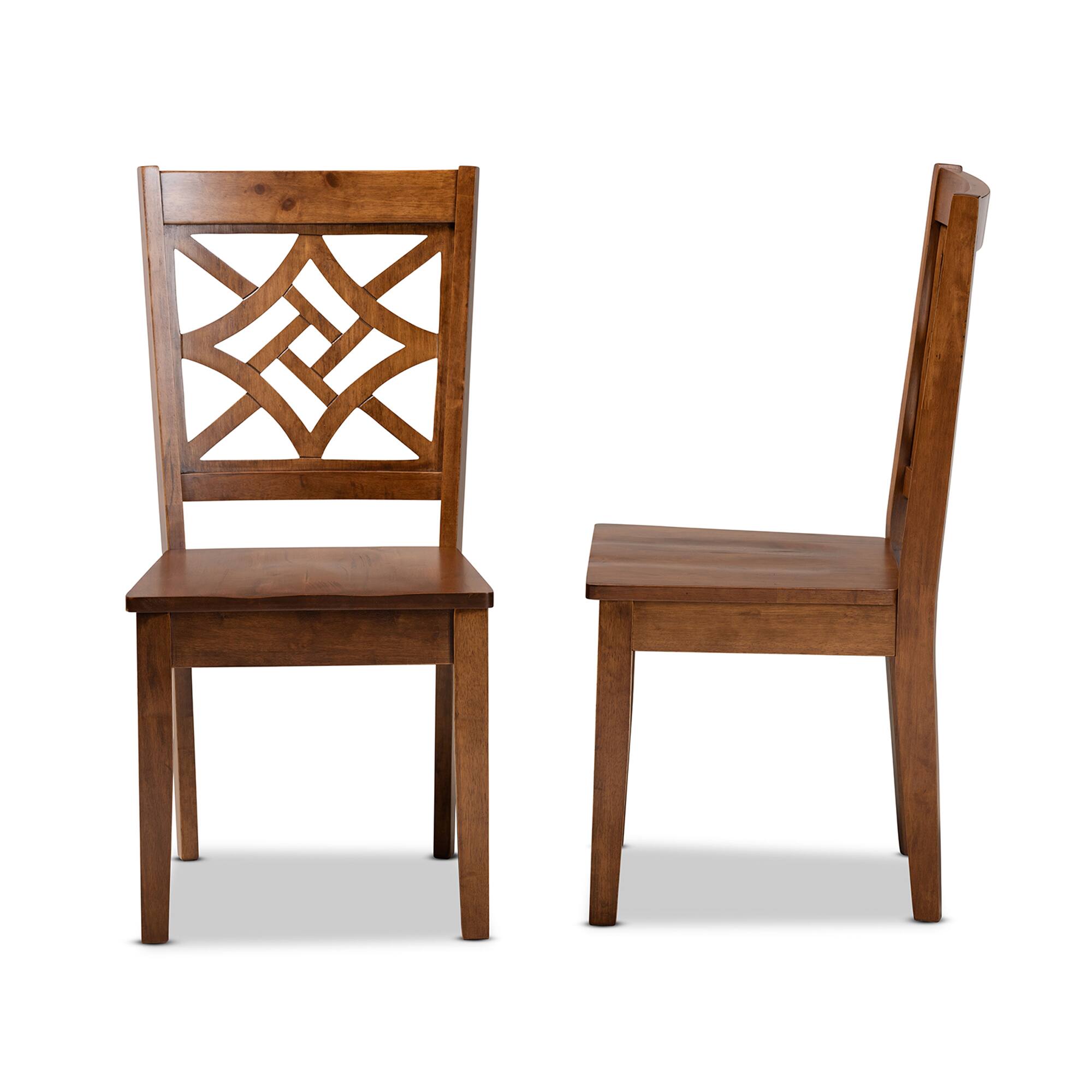 Left. Baxton Studio - Nicolette Modern and Contemporary Finished Wood 2-Piece Dining Chair Set - Walnut Brown.
