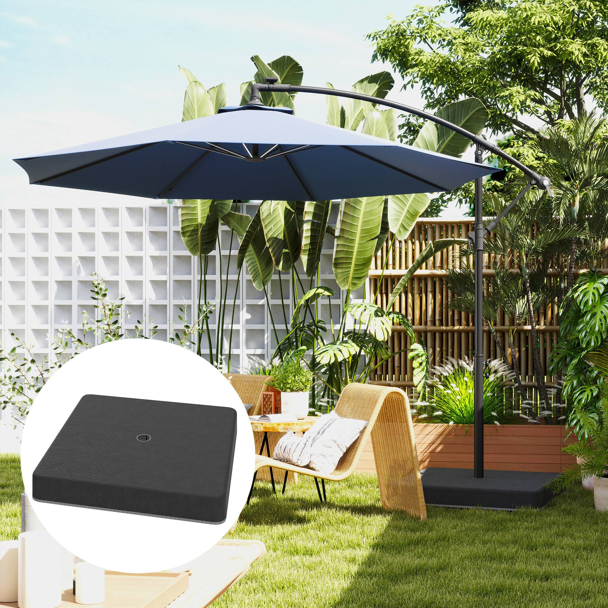 Alt View 1. Outsunny - 4 Piece 176 lbs Cantilever Umbrella Base Weight Set with Waterproof Anti-UV Cover, Heavy Duty Outdoor Weights - Black.