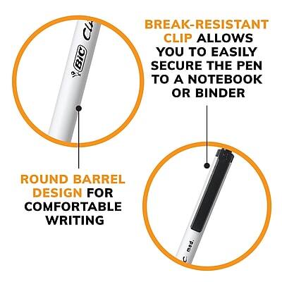 BREAK-RESISTANT CLIP ALLOWS YOU TO EASILY SECURE THE PEN TO A NOTEBOOK OR BINDER

ROUND BARREL DESIGN FOR COMFORTABLE WRITING