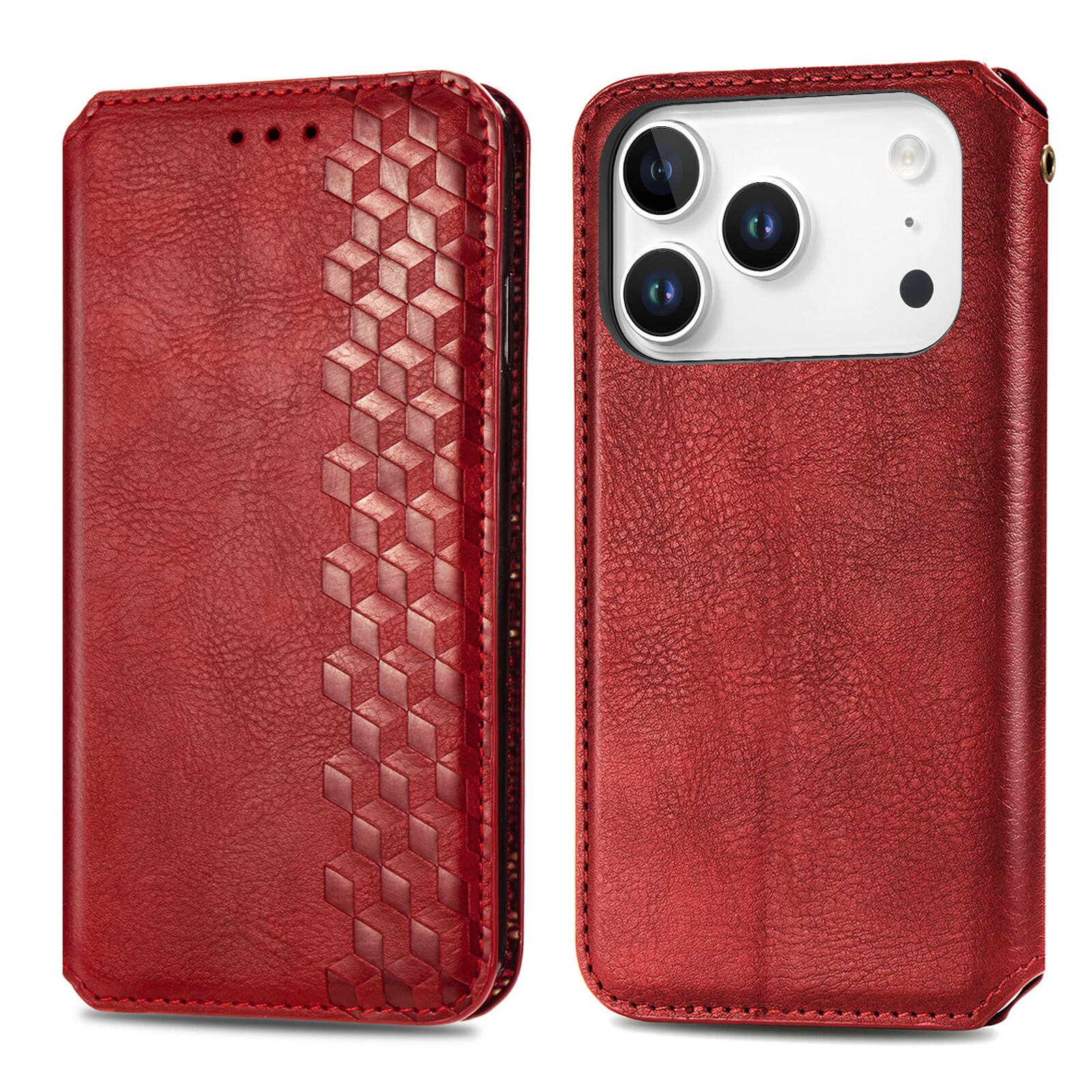 Alt View 4. UUCOVER - Magnetic Folio Wallet Case for Apple iPhone 18 Pro Max with Card Slots Cash Holder, Shockproof Flip Kickstand Slim Cover - Red.