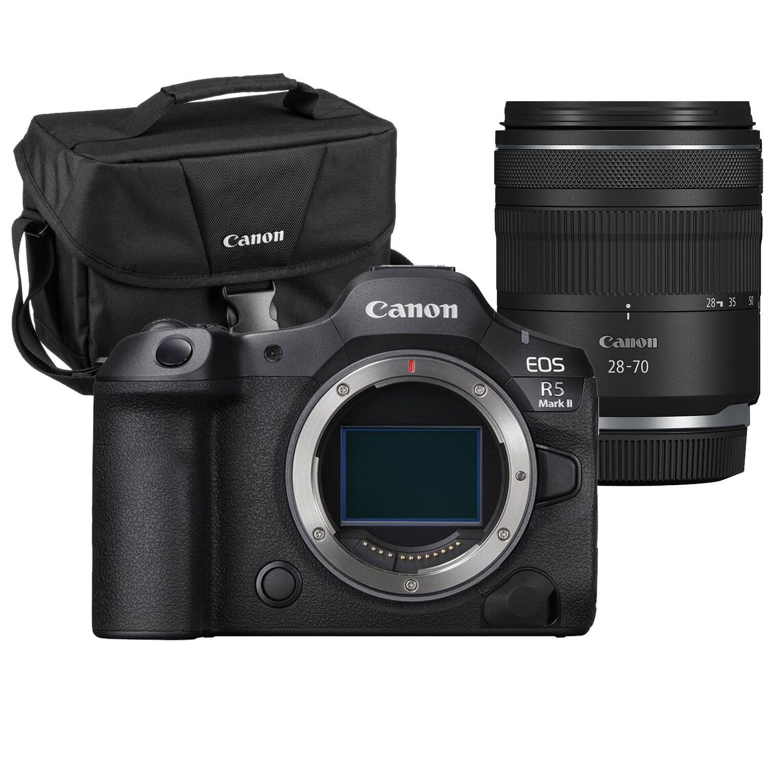 EOS R5 Mark II Mirrorless Camera with RF 28-70mm f/2.8 IS STM Lens Bundle + Canon 200ES Shoulder Bag | 45MP - Black