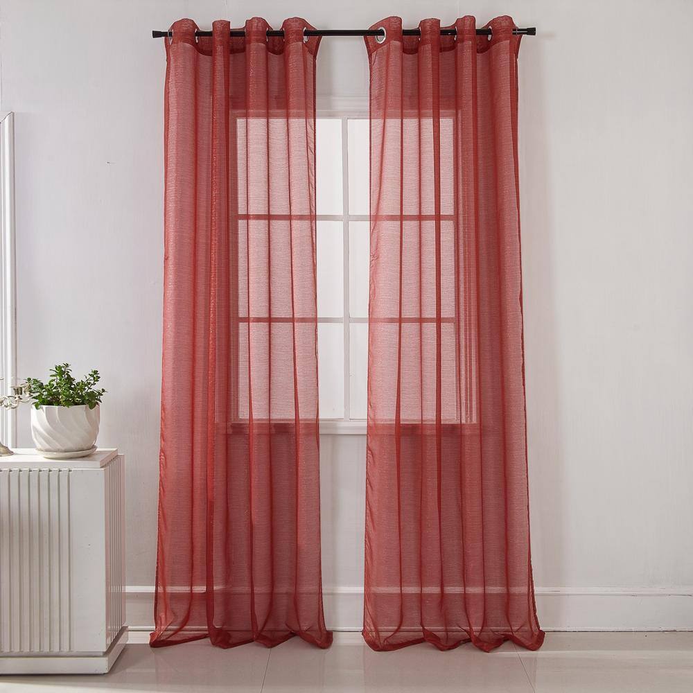 Angle. RT Designers Collection - Ramallah Lonnie Red Grommet Curtain Panel - 54x90 Inches for Elegant Window Treatment - Red.