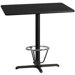 Flash Furniture - Stiles 30'' x 42'' Rectangular Laminate Table Top with 23.5'' x 29.5'' Bar Height Table Base and Foot Ring - Black