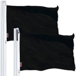 G128 - 2 Pack Flag, 2.5 x 4 ft, 150D Polyester, Brass Grommets, Indoor/Outdoor - Black