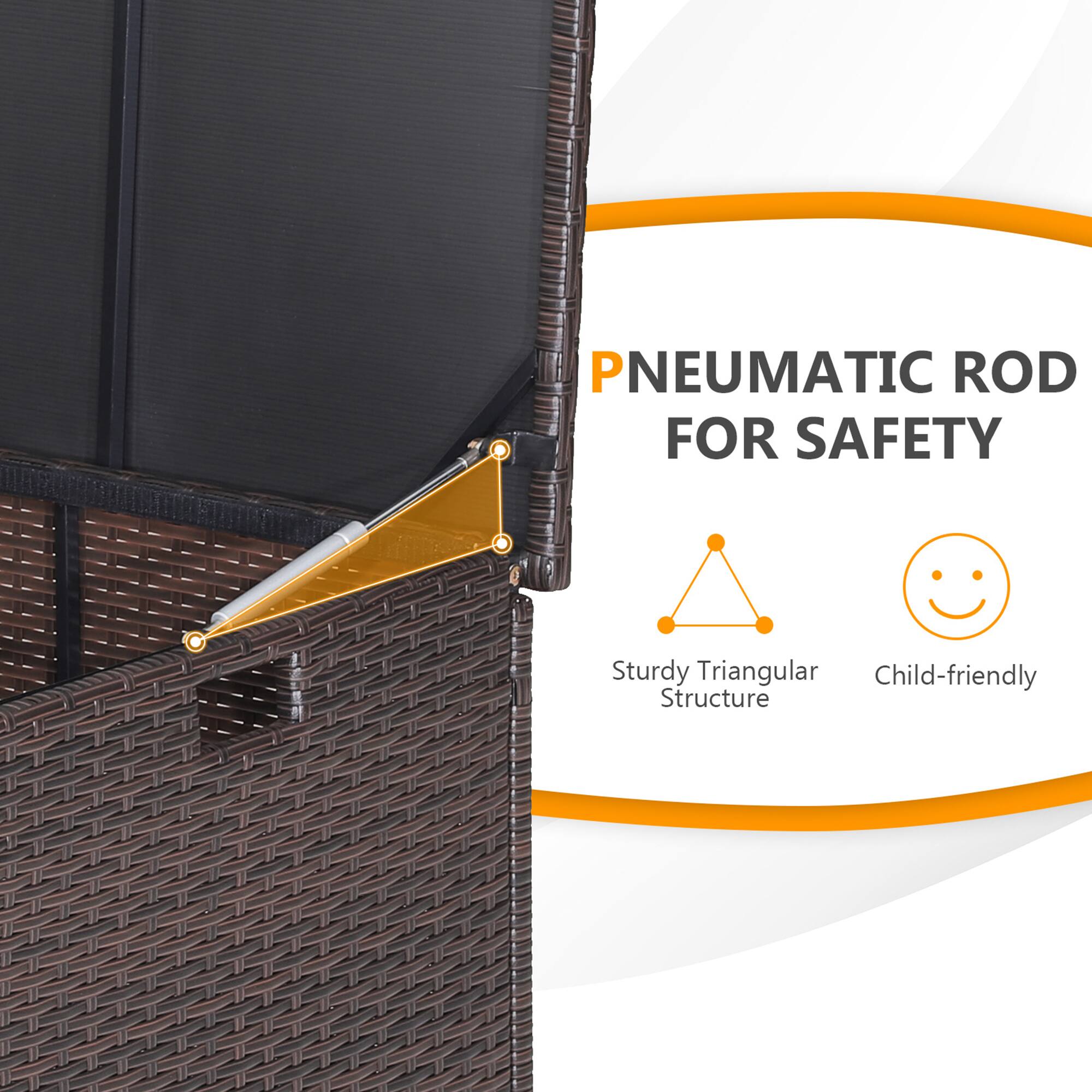 PNEUMATIC ROD FOR SAFETY  
Sturdy Triangular Structure  
Child-friendly