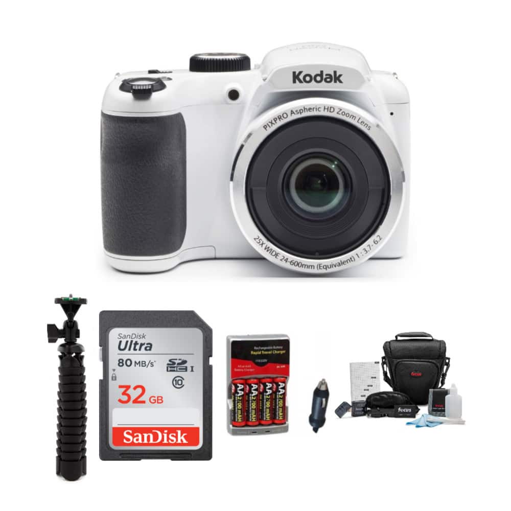 Kodak - PIXPRO AZ252 Digital Camera (White) with 32GB SD Card and Tripod Bundle price history on PriceWatchPro