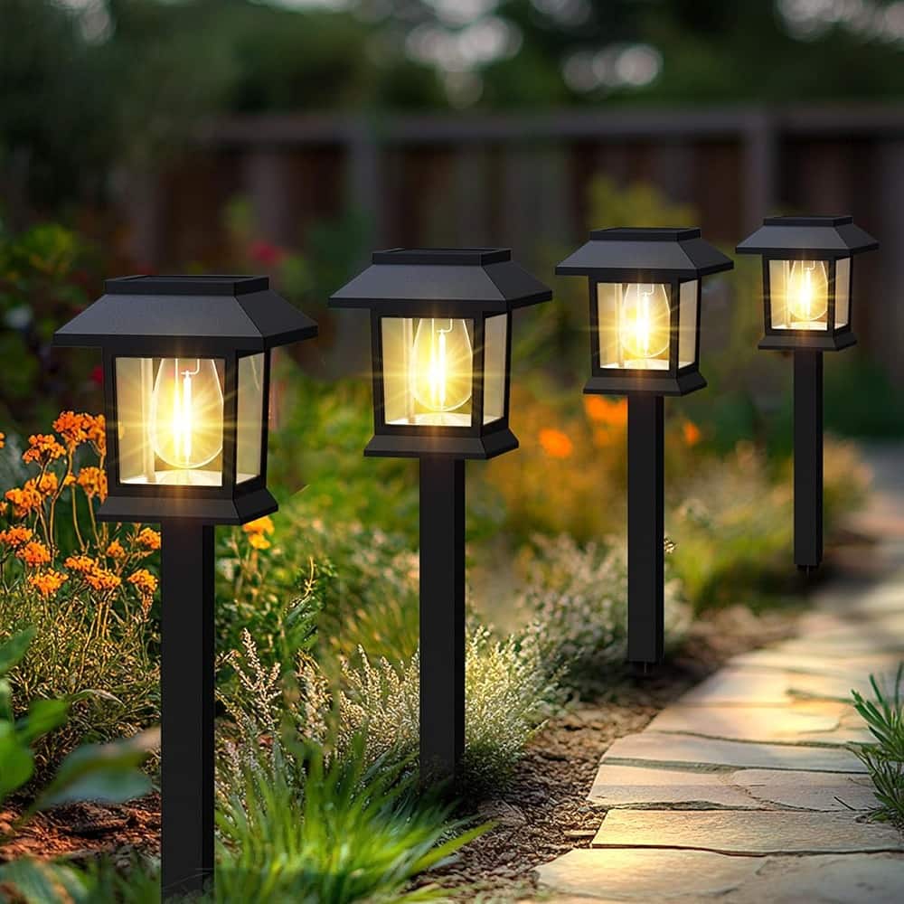 Front. MOSZAR LLC - Solar Pathway Lights Outdoor, 12 Pack Upgraded LED Waterproof - White.