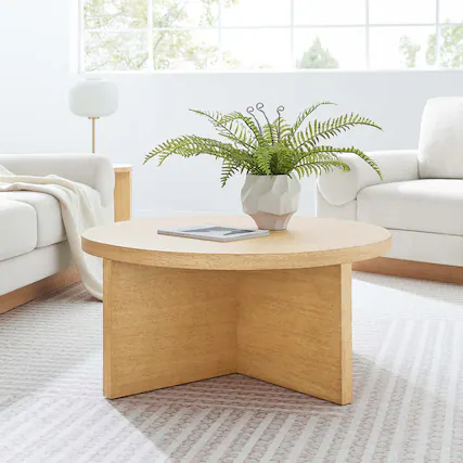 Front. Modway - Silas Round Wood Coffee Table by Modway - Natural.