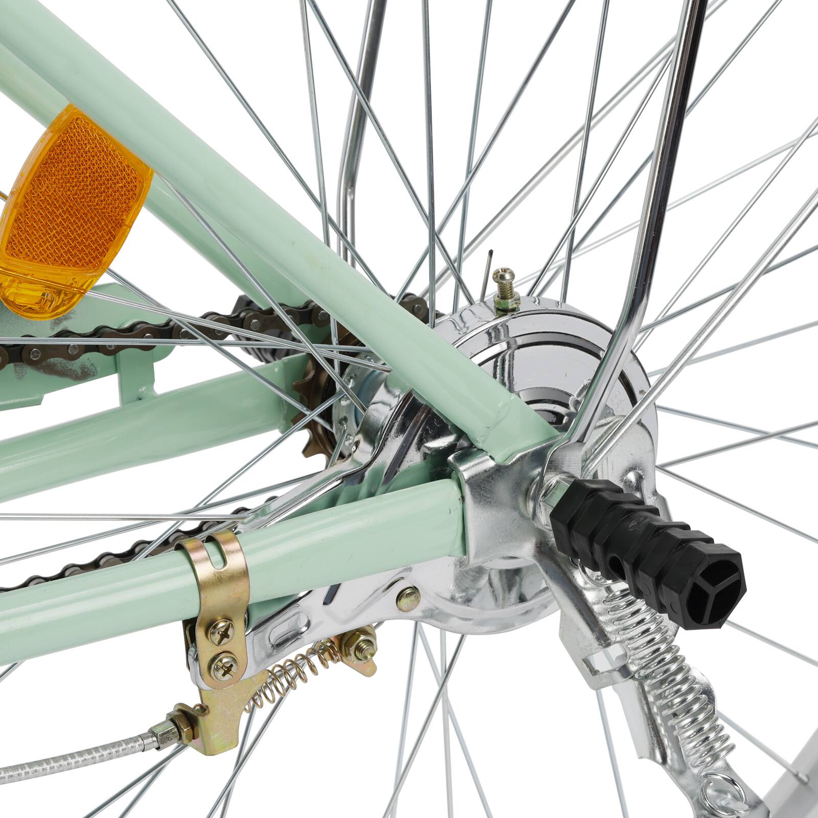 Alt View 7. Topteng - 26 Inch Beach Cruiser Bike for Adult -Low Step Design, Basket & Rack, High Carbon Steel Frame, Dual Brakes Bicycle Green - Green.