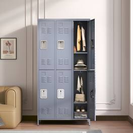 Anysun - 6-Door High-Quality Metal Storage Locker Cabinet for Home Gym, Office, School, Garage, Assembly Required - Gray