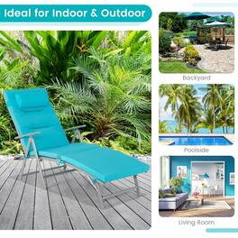 Kadyn - Outdoor Chaise Lounge Chair, Folding Chaise Lounge Chair Outdoor Reclining Chair for Backyard-Tuiquoise - Blue