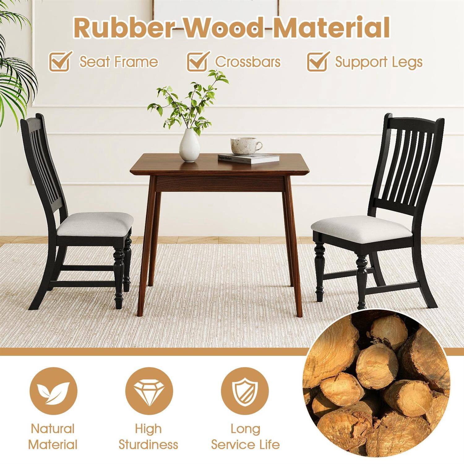 Rubber-Wood-Material

- Seat Frame
- Crossbars
- Support Legs

Natural Material
High Sturdiness
Long Service Life
