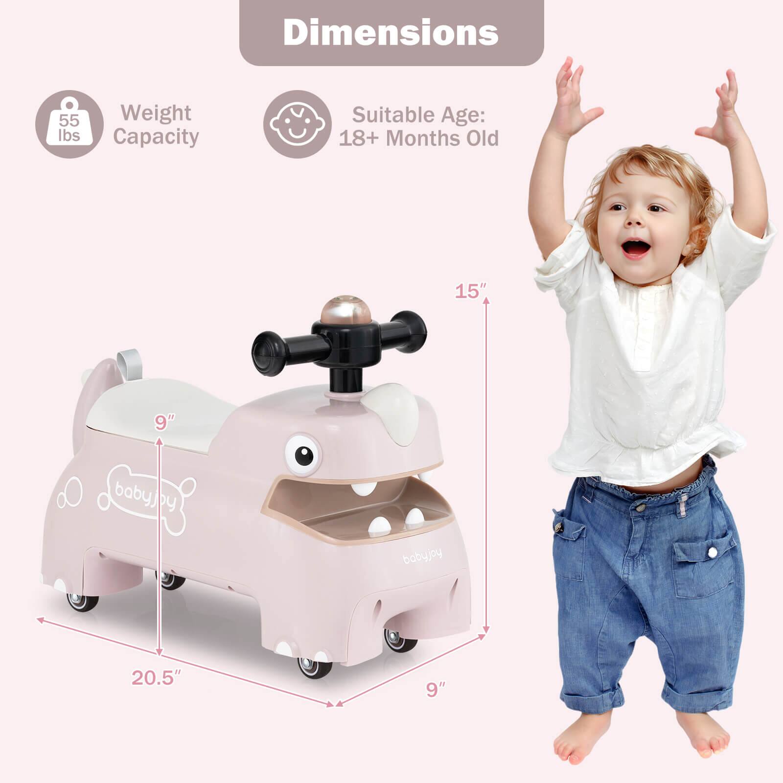Dimensions  
Weight Capacity: 55 lbs  
Suitable Age: 18+ Months Old  

15"  
9"  
20.5"  
9"  

babyjoy