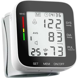 RTMB - Wrist Blood Pressure Monitor, Large LCD Display, 99-Reading Memory - White