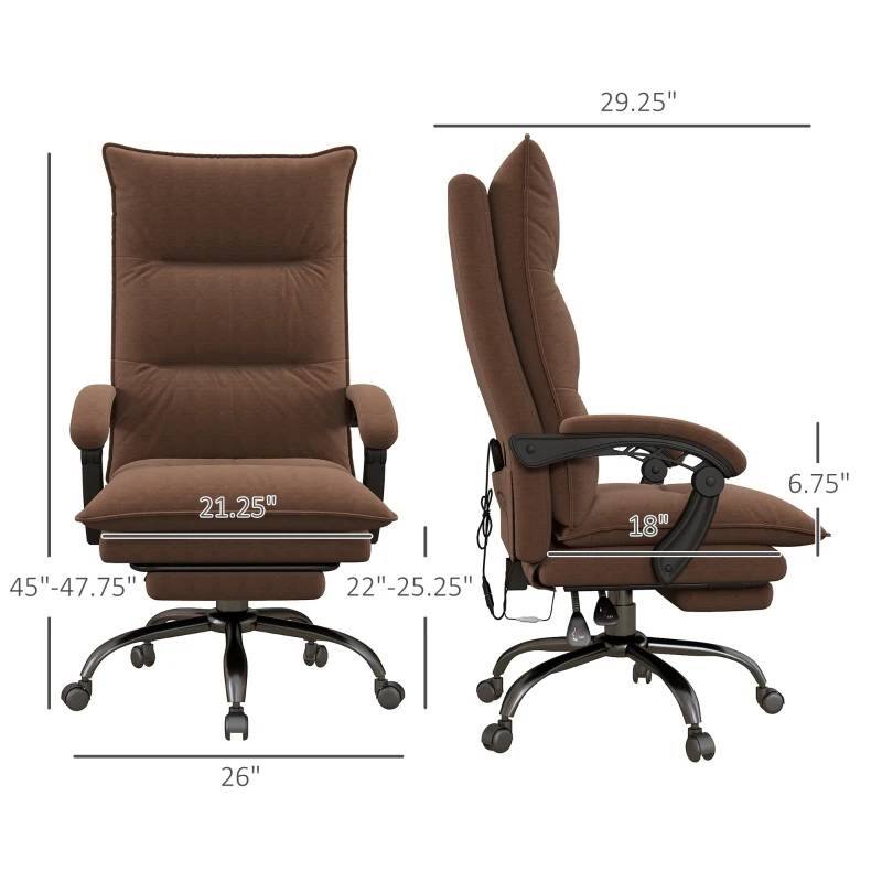 - Height: 29.25"
- Seat Height: 18"
- Seat Depth: 21.25"
- Back Height: 22"-25.25"
- Armrest Height: 6.75"
- Base Width: 26"
- Overall Width: 45"-47.75"