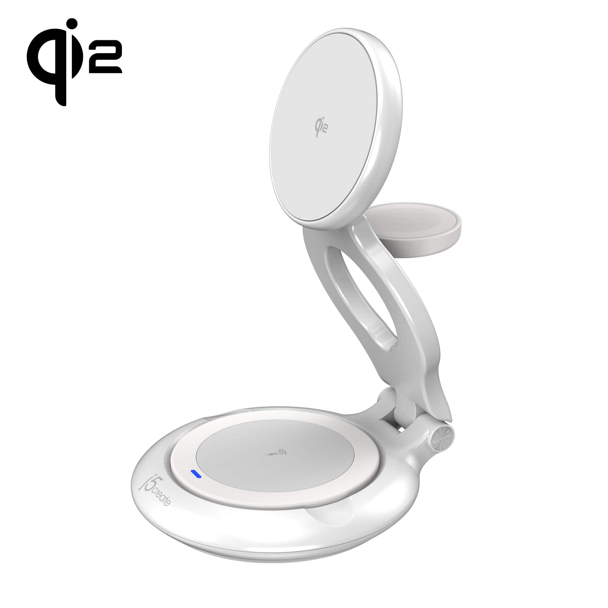 j5create - Qi2 3-in-1 Magnetic Foldable Wireless Charging Station - White
