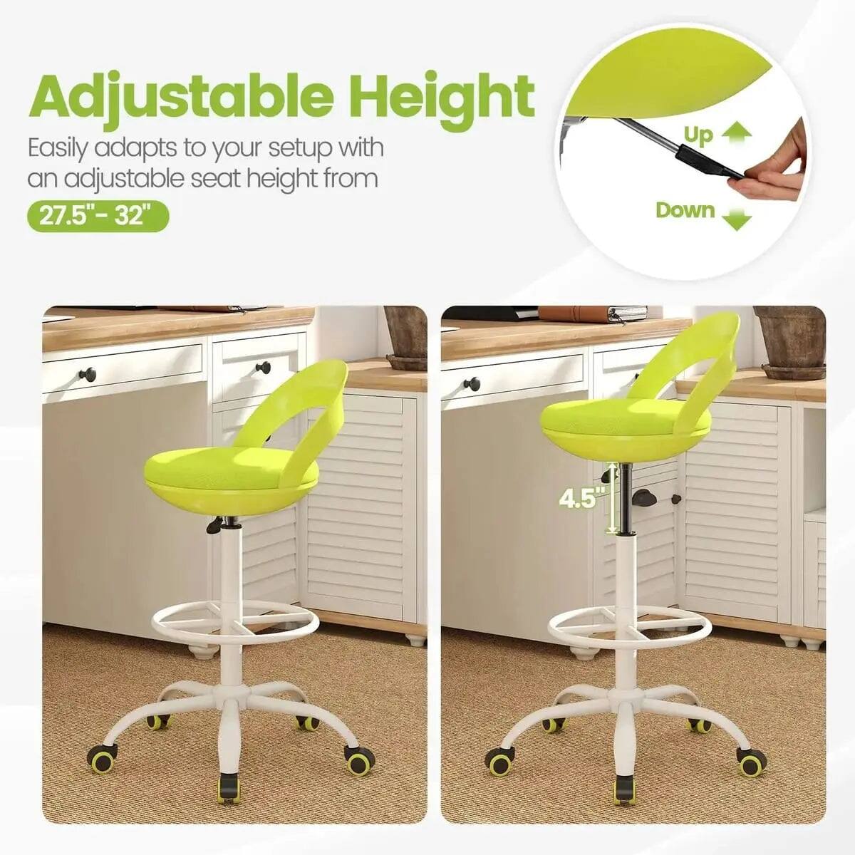 Adjustable Height

Easily adapts to your setup with an adjustable seat height from 27.5" - 32"

Up Down

4.5"
