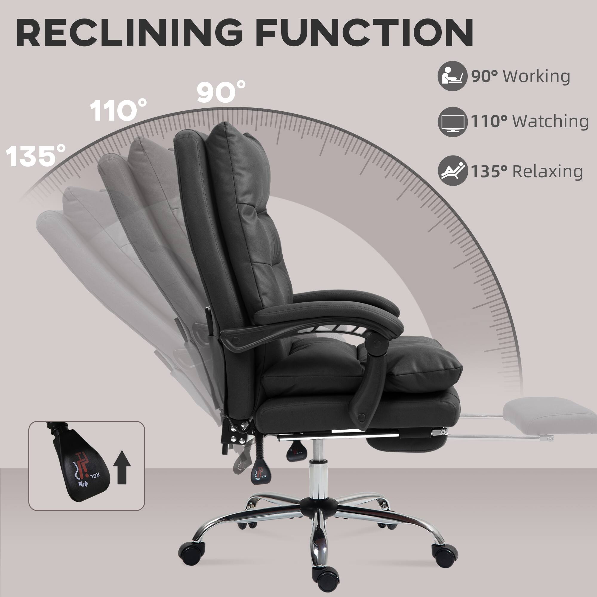 RECLINING FUNCTION
90° Working
110° Watching
135° Relaxing