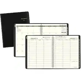 AT-A-GLANCE - 2026 Recycled 7" x 8.75" Weekly & Monthly Appointment Book, Faux Leather Cover - Black