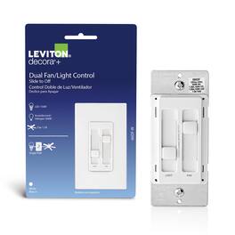 Leviton - Decora SureSlide Fan/LED Dimmer Slide Switch 1 pk - White