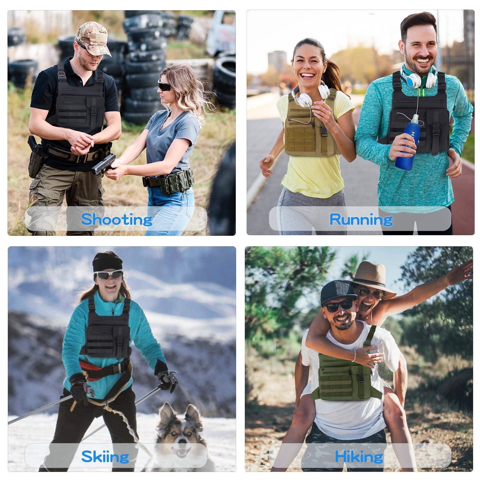 Shooting  
Running  
Skiing  
Hiking