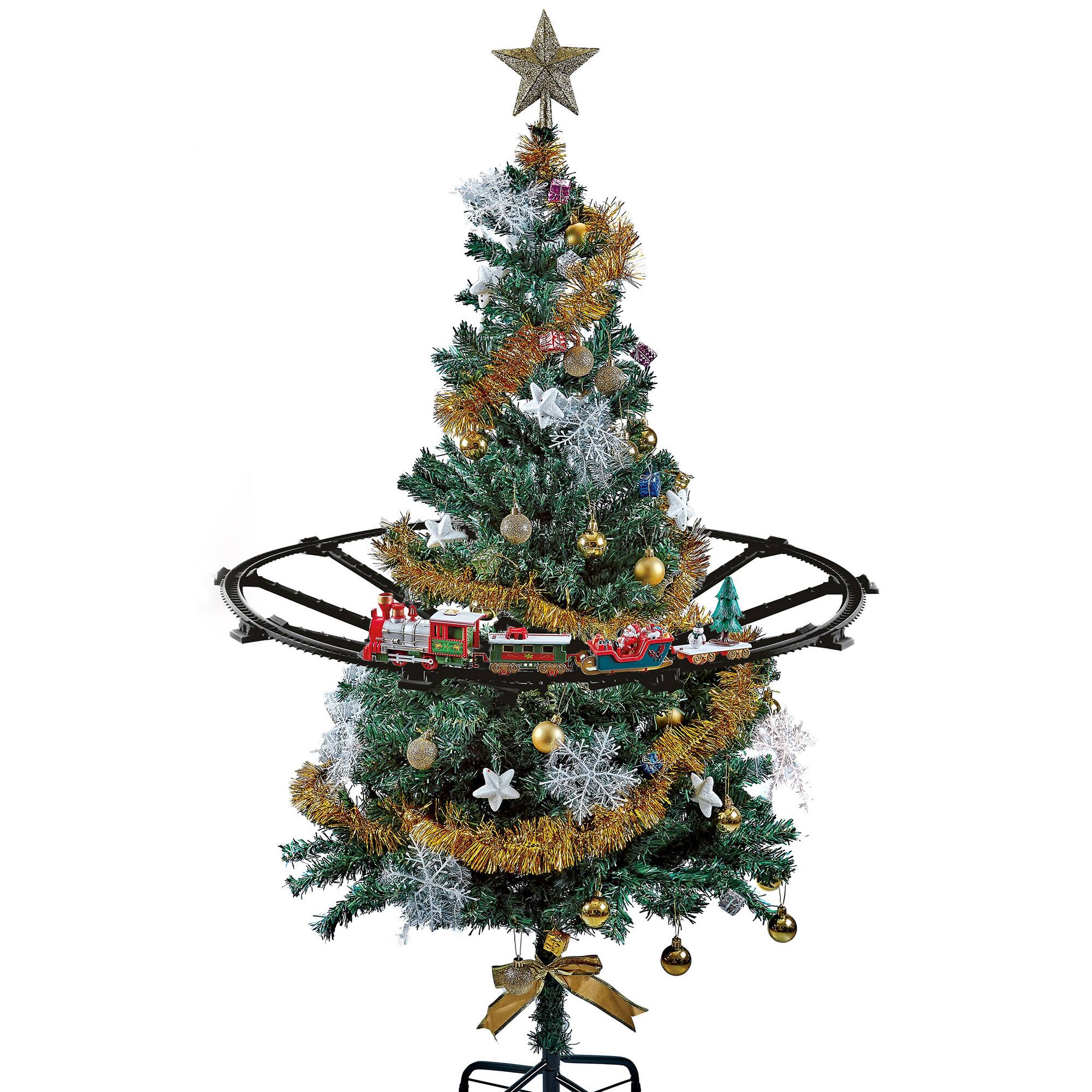 Alt View 1. Northlight - 31pc Battery Operated Lighted and Animated Christmas Tree Train Set with Sound - Silver.