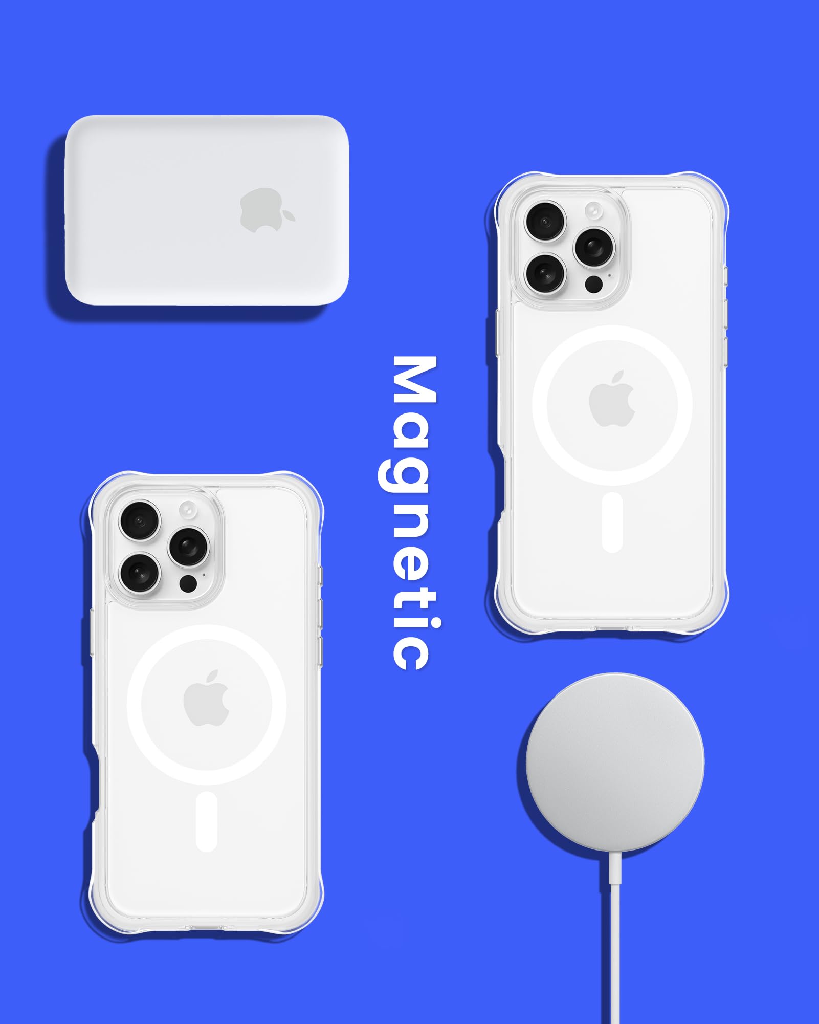 Alt View 6. Ornarto - ORNARTO Air Case for iPhone 16 Pro Max Clear,Compatible with MagSafe,Military-Grade Drop Protection Case-White - White.