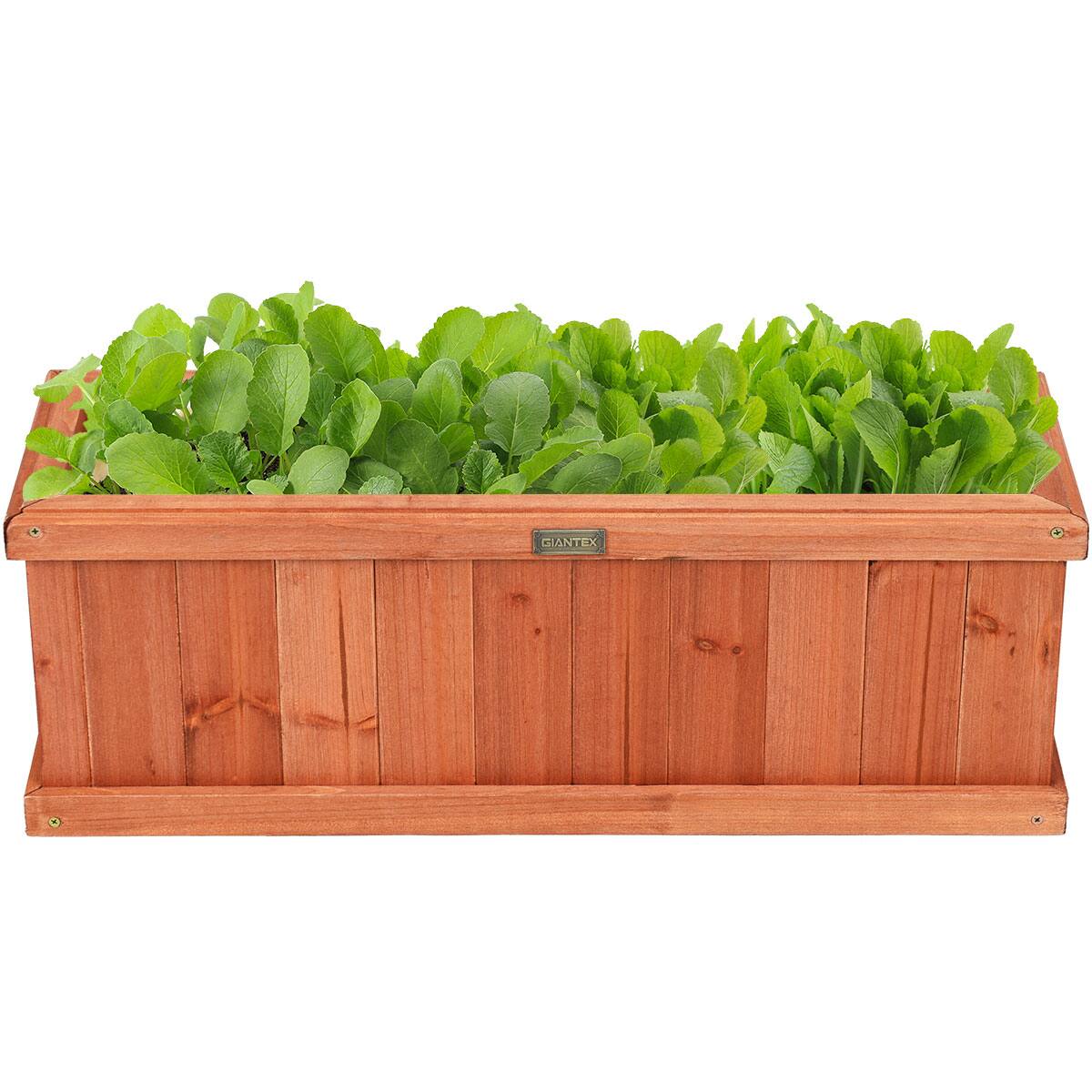 Alt View 1. Costway - 28 Inch Wooden Flower Planter Box Garden Yard Decorative Window Box Rectangular - Natural.