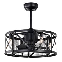 Loheer - 20 Inch Industrial Ceiling Fan Matte Black Small Ceiling Fan with Remote Control for Bedroom