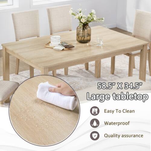 58.5" X 34.5" Large tabletop  
Easy To Clean  
Waterproof  
Quality assurance