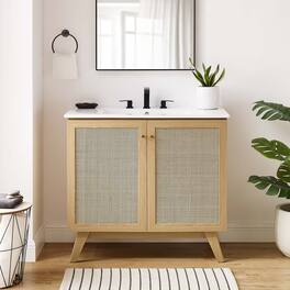 Soma Bathroom Vanity with White Basin Included by Modway - Oak White