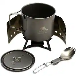 TOAKS - Ultralight Titanium Solid Fuel Cook System CS-01 - Outdoor Camping - Silver/Gray