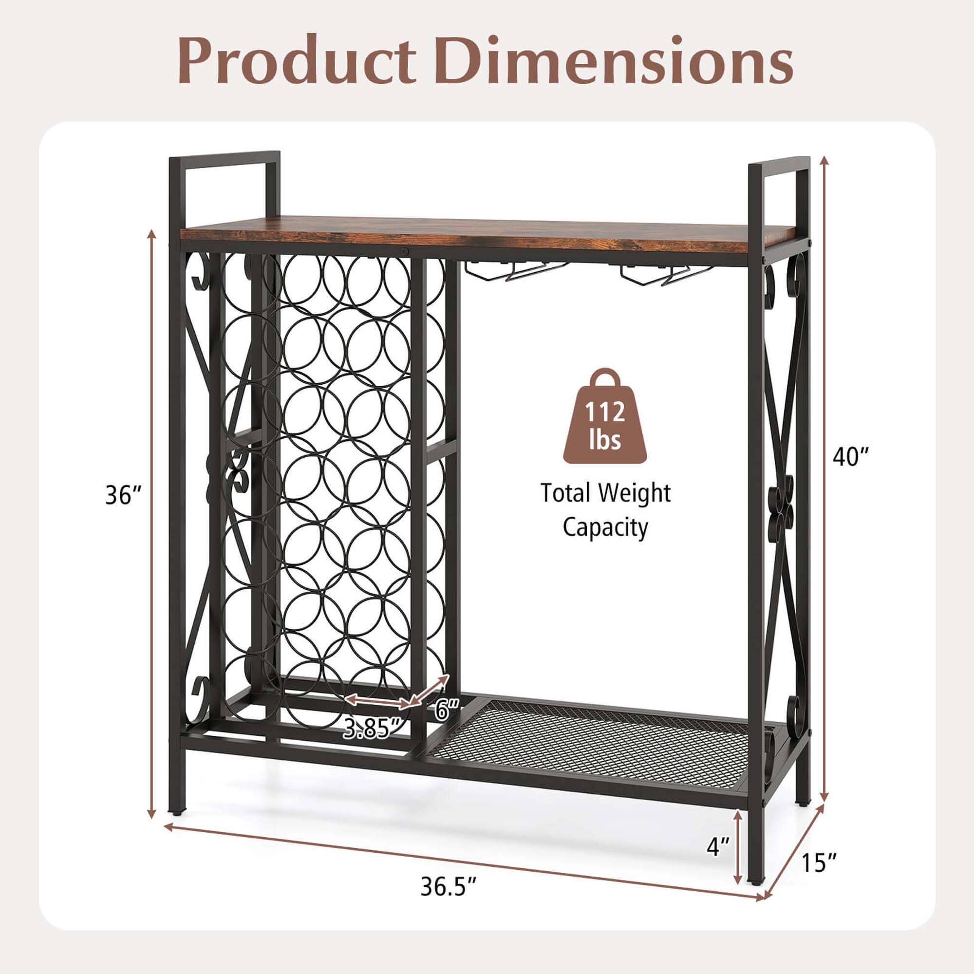 Product Dimensions: 36" 36.5" 4" 15" 40" 3.85 6"

Total Weight Capacity: 112 lbs